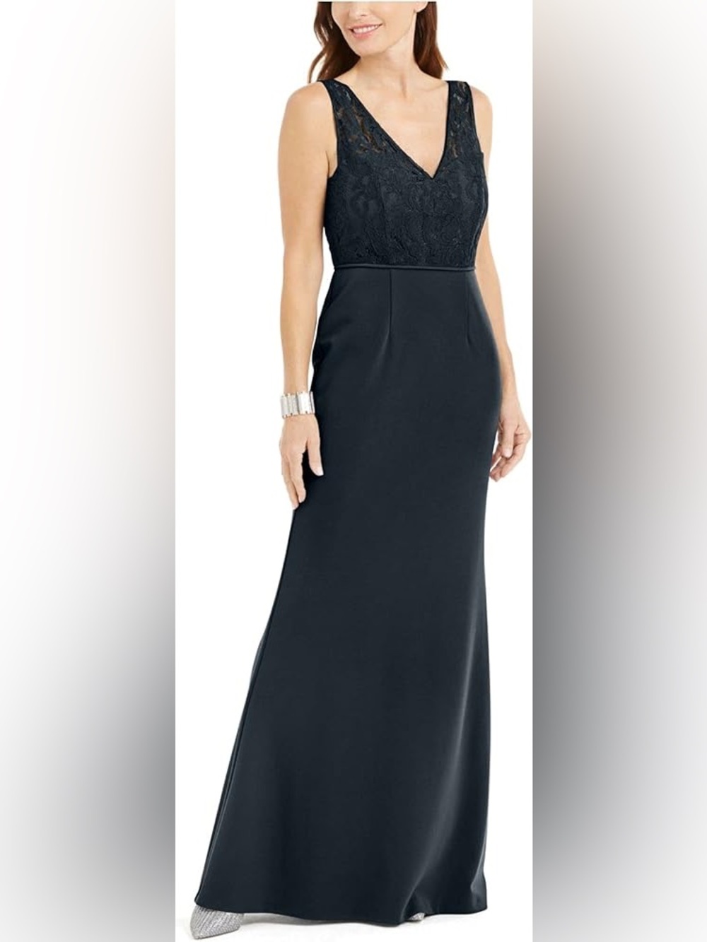 MWT Adrianna Papell Lace Crepe Maxi Dress Sleeveless Size 2 Mother of the Bride